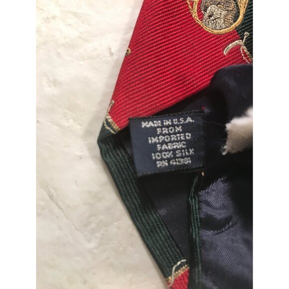 Polo Ralph Lauren Handmade Silk Red & Green Fox & Horn Tie - Picture 5 of 5